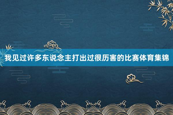 我见过许多东说念主打出过很历害的比赛体育集锦