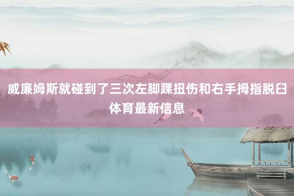 威廉姆斯就碰到了三次左脚踝扭伤和右手拇指脱臼体育最新信息